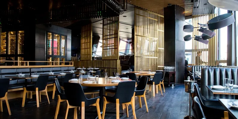 Modern restaurant interior with table settings